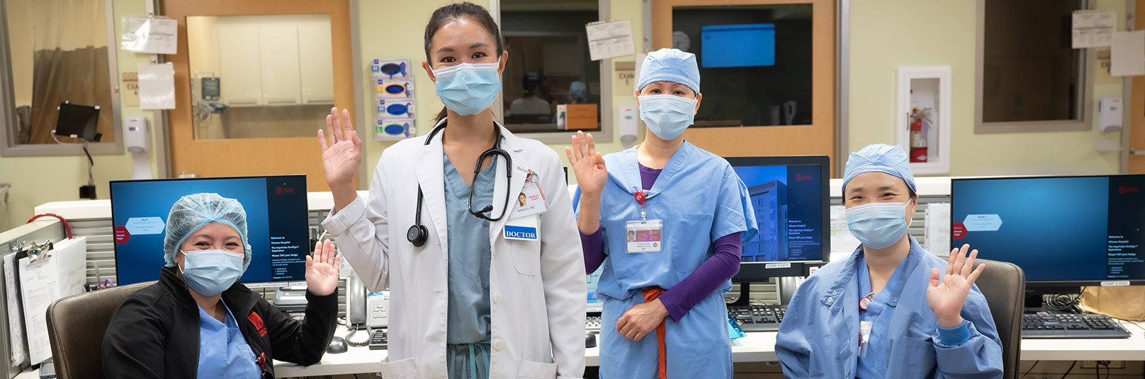 Chinese Hospital Emergency department staff are waving hands