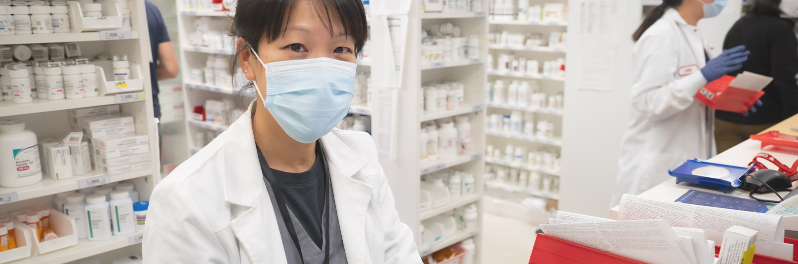 Pharmacist with a face mask
