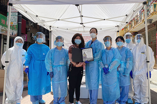 Chinese Hospital COVID-19 Team was recognized with a Certificate of Honor presented by the San Francisco Board of Supervisors