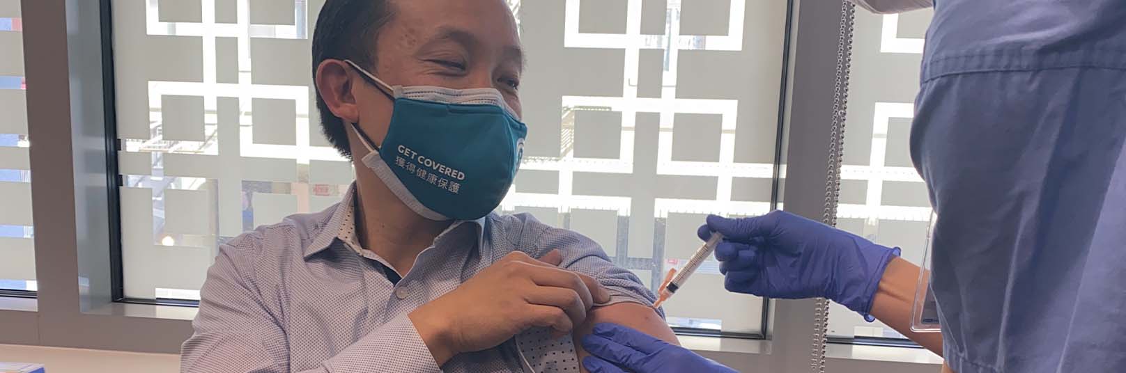 Assemblymember David Chiu receives vaccine at Chinese Hospital and encourages the community to get vaccinated