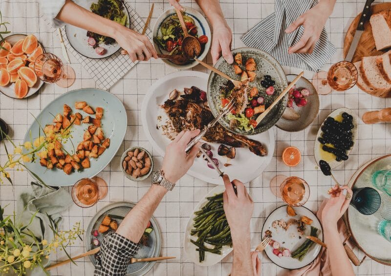 people enjoying Summer food feast
