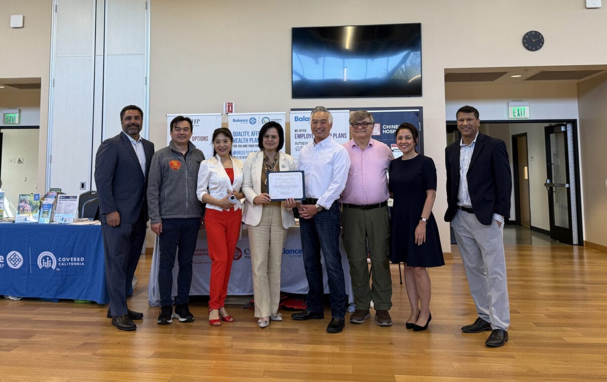 Chinese Hospital received an award at the Millbrae Health Fair. (Group picture)