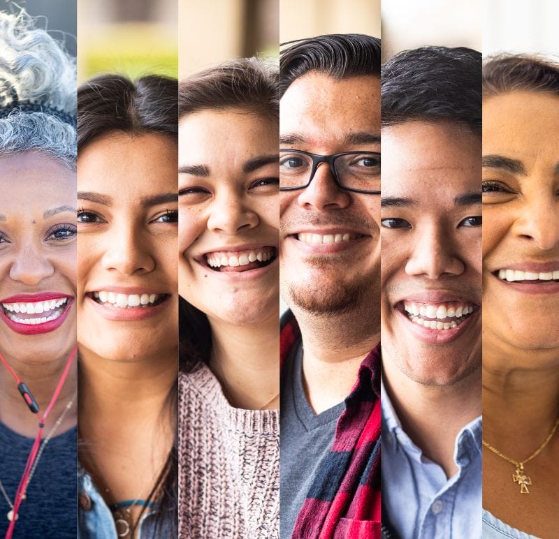 a collage of people smiling