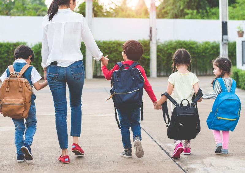 group of children off from school