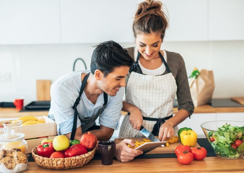 couple cooking in the kitchen